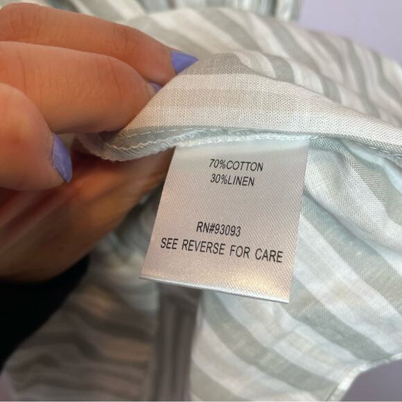 NEW Tyler Boe Striped White Blue Blouse Off the Shoulder Top Womens Large - Picture 4 of 5